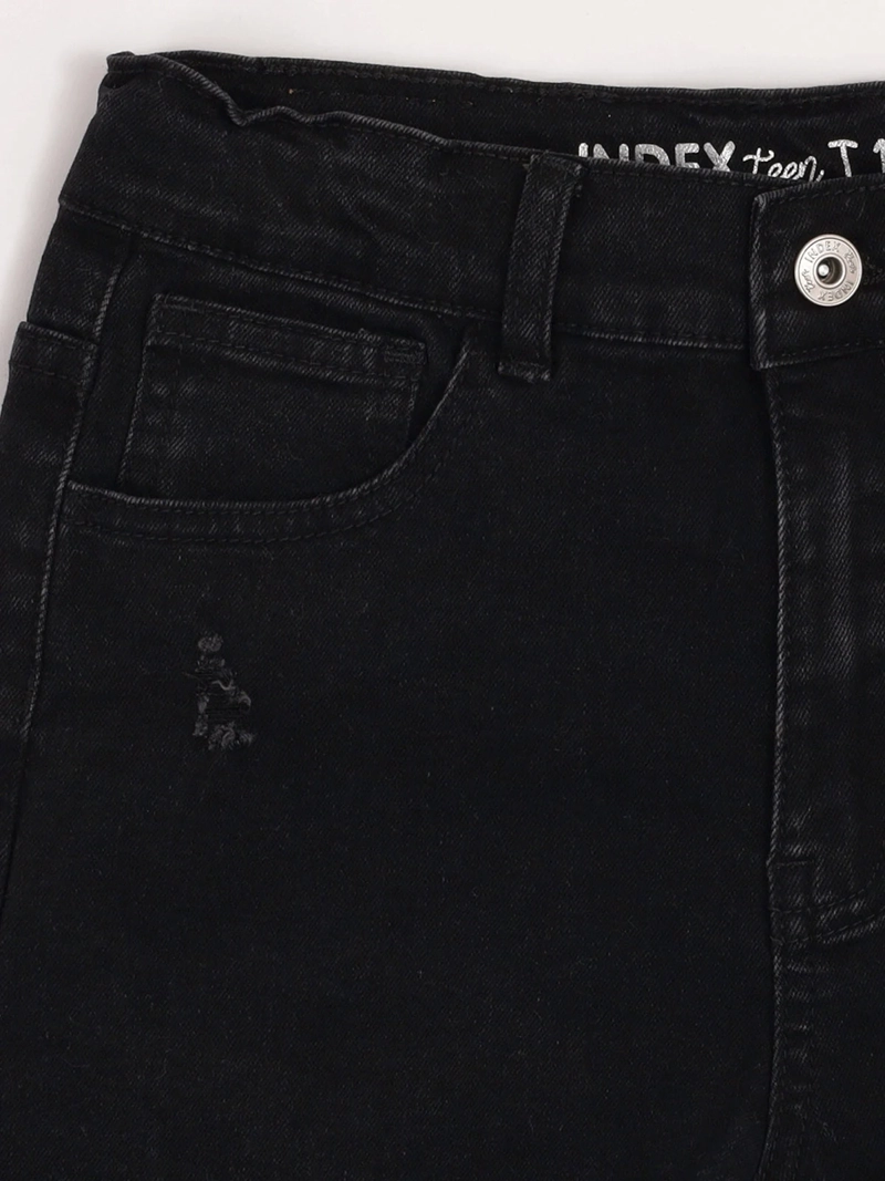 SHORT NIÑA INDEX TEEN ALGODÓN DENIM RASGADO + PULSERA - 3