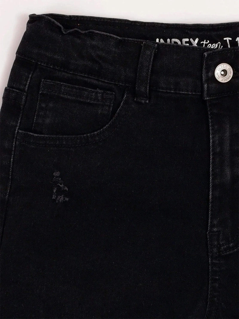 SHORT NIÑA INDEX TEEN ALGODÓN DENIM RASGADO + PULSERA - 5