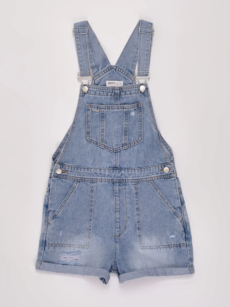 JARDINERA NIÑA INDEX TEEN ALGODÓN CORTA DENIM RASGADO - 1