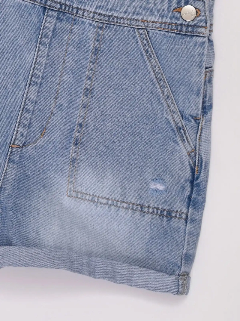 JARDINERA NIÑA INDEX TEEN ALGODÓN CORTA DENIM RASGADO - 4