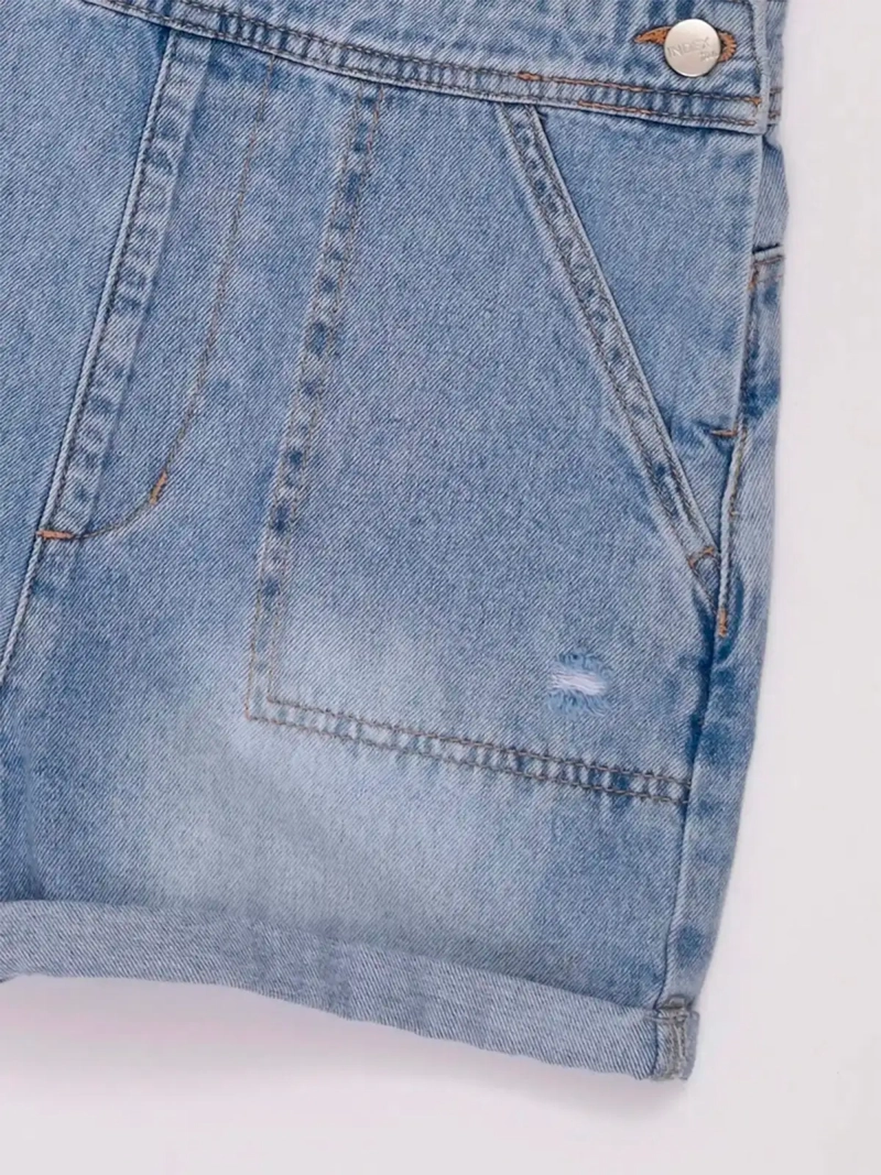 JARDINERA NIÑA INDEX TEEN ALGODÓN CORTA DENIM RASGADO - 6