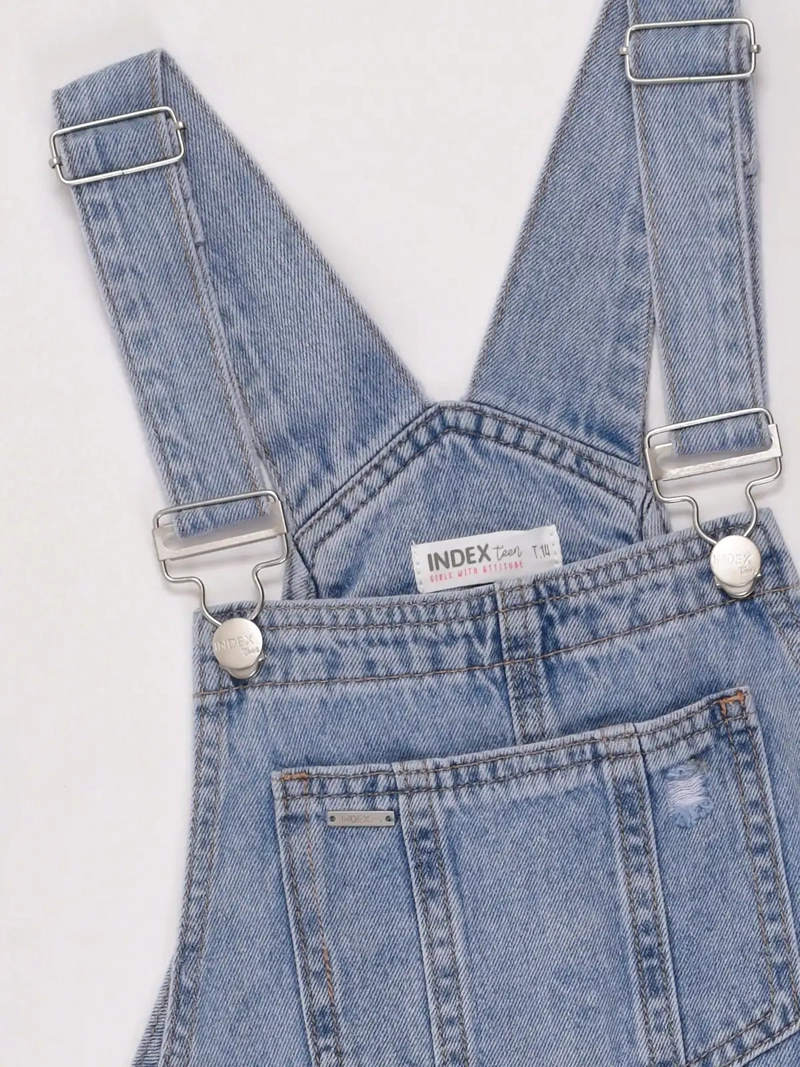 JARDINERA NIÑA INDEX TEEN ALGODÓN CORTA DENIM RASGADO - 3