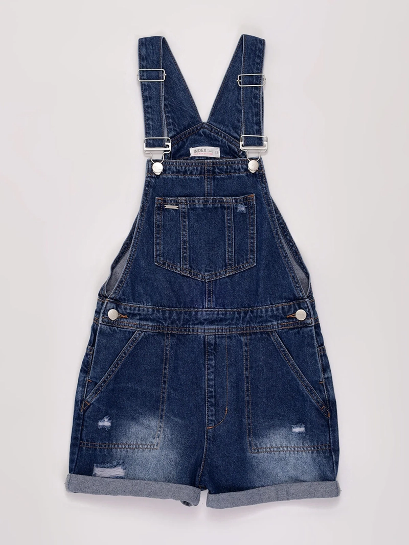 JARDINERA NIÑA INDEX TEEN ALGODÓN CORTA DENIM RASGADO - 1