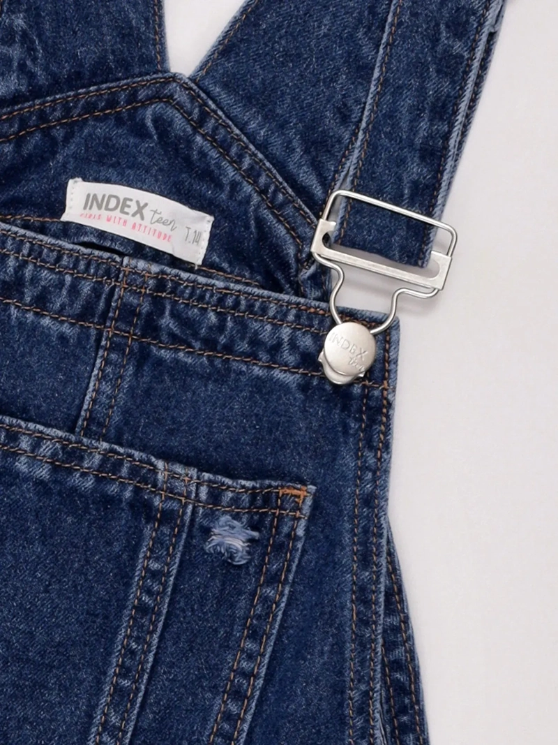 JARDINERA NIÑA INDEX TEEN ALGODÓN CORTA DENIM RASGADO - 3