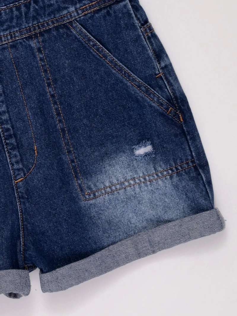 JARDINERA NIÑA INDEX TEEN ALGODÓN CORTA DENIM RASGADO - 4