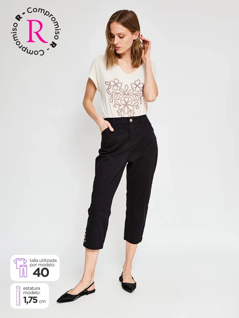 PANTALÓN MUJER AZIZ ALGODÓN CAPRI - 1