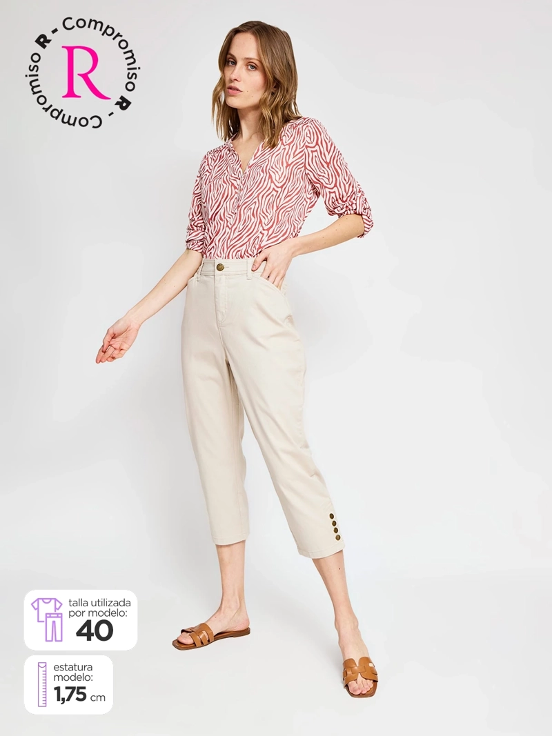PANTALÓN MUJER AZIZ ALGODÓN CAPRI - 1