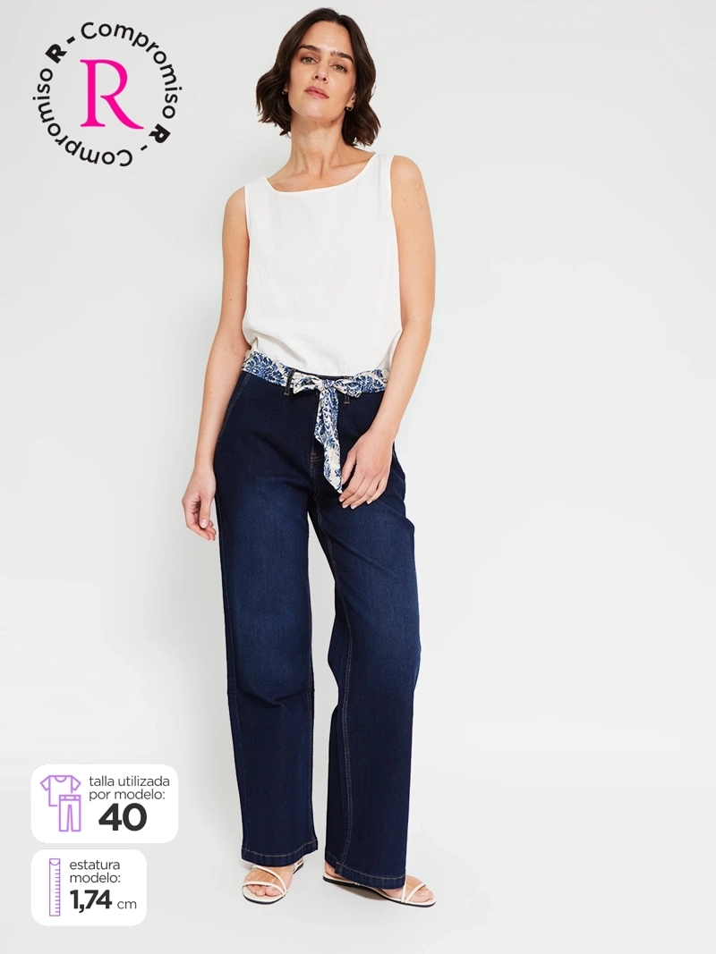 JEANS MUJER AZIZ ALGODÓN REGULAR ANCHO