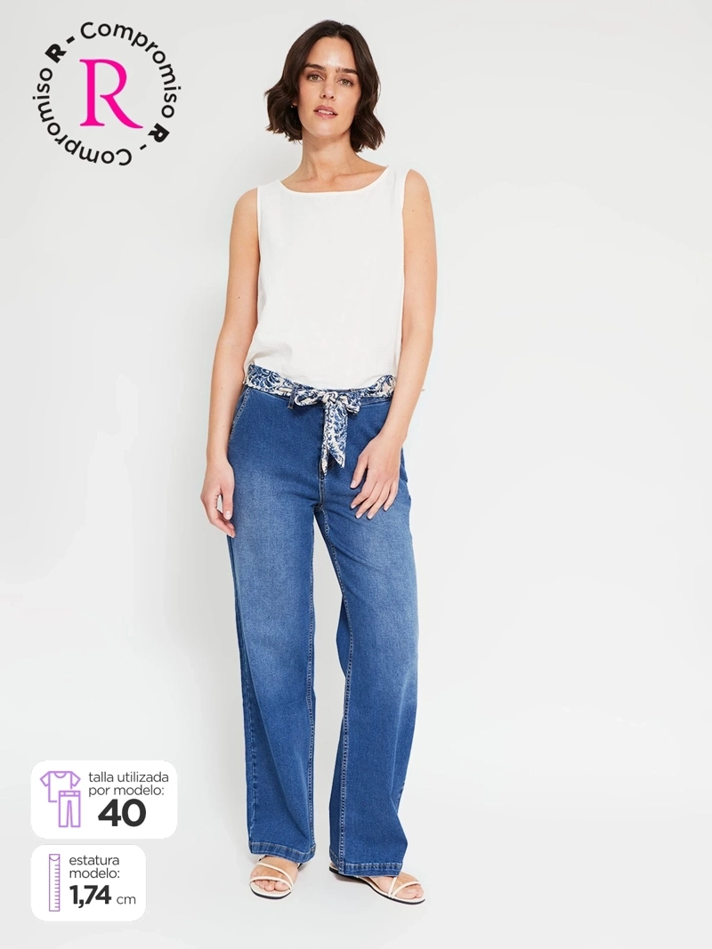 JEANS MUJER AZIZ ALGODÓN REGULAR ANCHO - 1