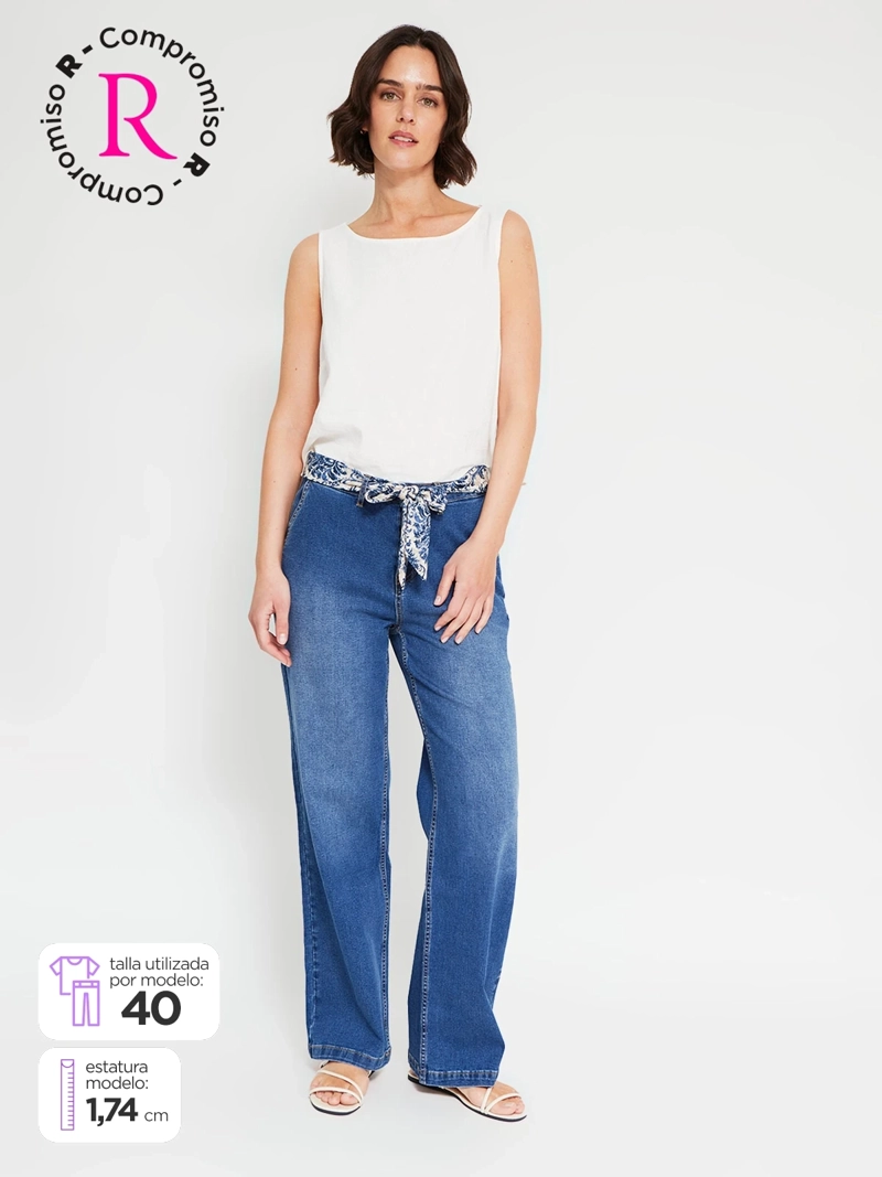JEANS MUJER AZIZ ALGODÓN REGULAR ANCHO - 1