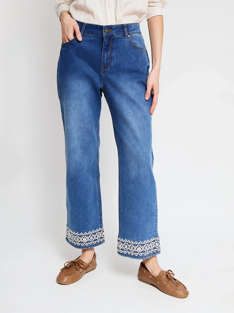 JEANS MUJER AZIZ ALGODÓN RECTO BORDADO - 2