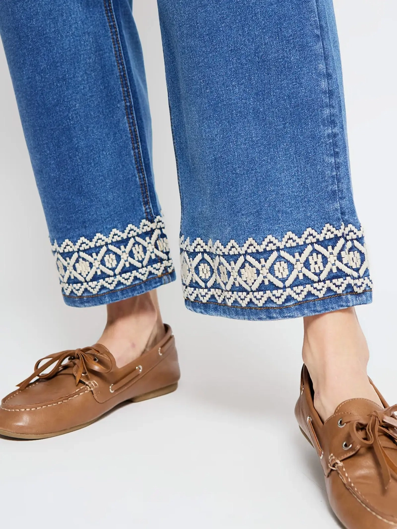 JEANS MUJER AZIZ ALGODÓN RECTO BORDADO - 4