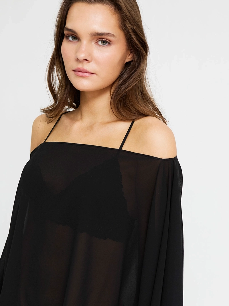 BLUSA MUJER INDEX SIN MANGAS ASIMÉTRICO TIPO CAPA - 3