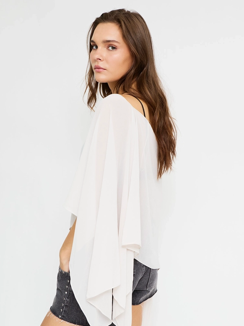 BLUSA MUJER INDEX SIN MANGAS ASIMÉTRICO TIPO CAPA - 2