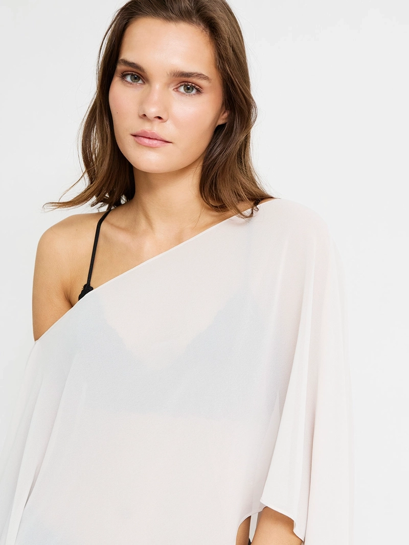 BLUSA MUJER INDEX SIN MANGAS ASIMÉTRICO TIPO CAPA - 3