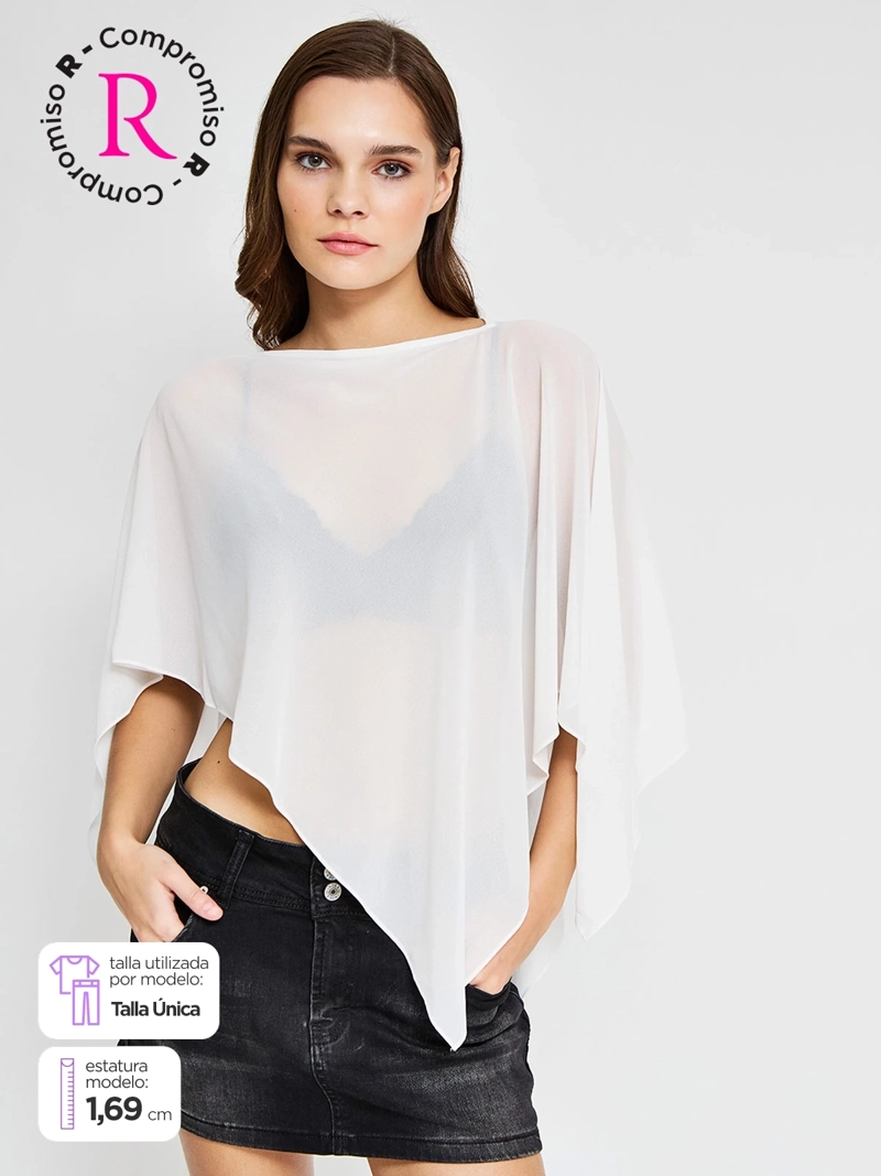 BLUSA MUJER INDEX SIN MANGAS ASIMÉTRICO TIPO CAPA - 1