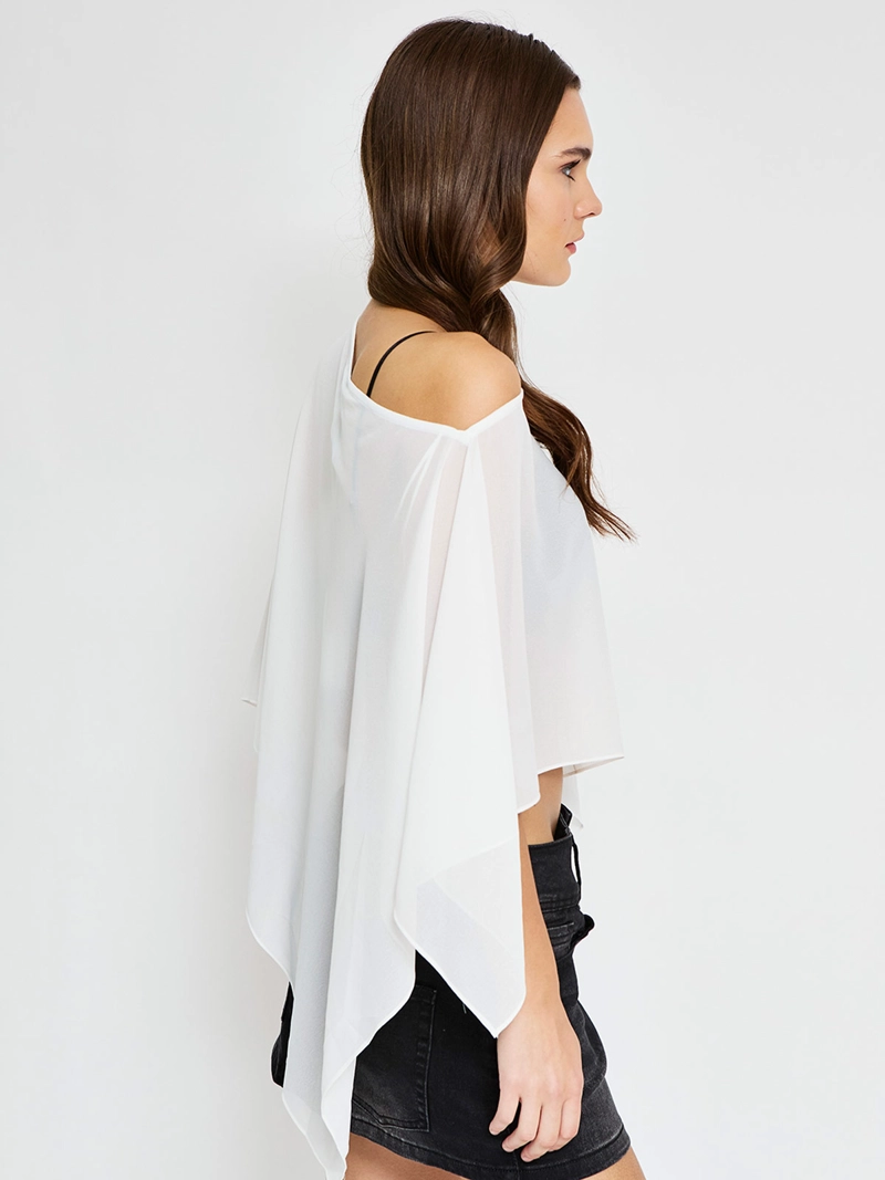 BLUSA MUJER INDEX SIN MANGAS ASIMÉTRICO TIPO CAPA - 2