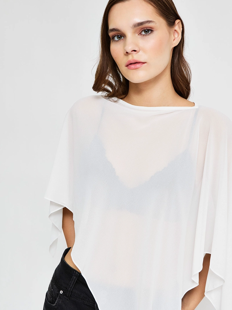 BLUSA MUJER INDEX SIN MANGAS ASIMÉTRICO TIPO CAPA - 3