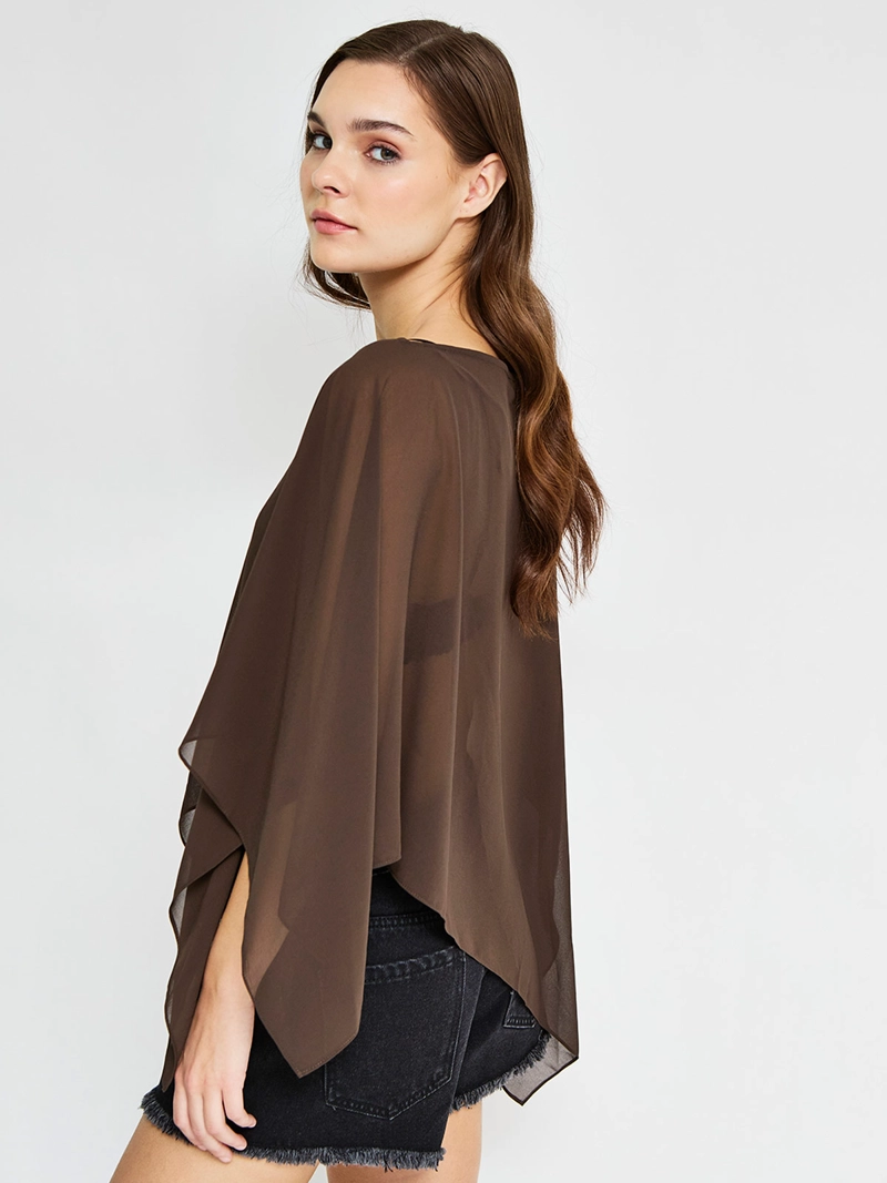 BLUSA MUJER INDEX SIN MANGAS ASIMÉTRICO TIPO CAPA - 2