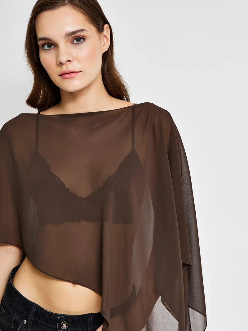 BLUSA MUJER INDEX SIN MANGAS ASIMÉTRICO TIPO CAPA - 3