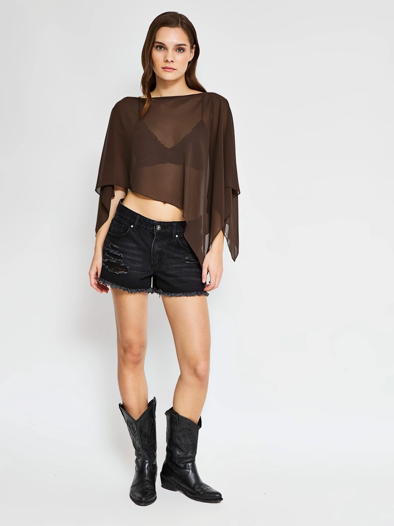 BLUSA MUJER INDEX SIN MANGAS ASIMÉTRICO TIPO CAPA - 4
