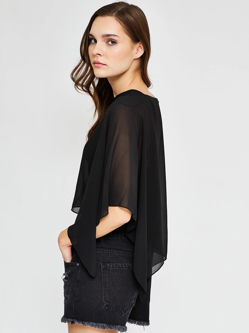 BLUSA MUJER INDEX SIN MANGAS ASIMÉTRICO TIPO CAPA - 2