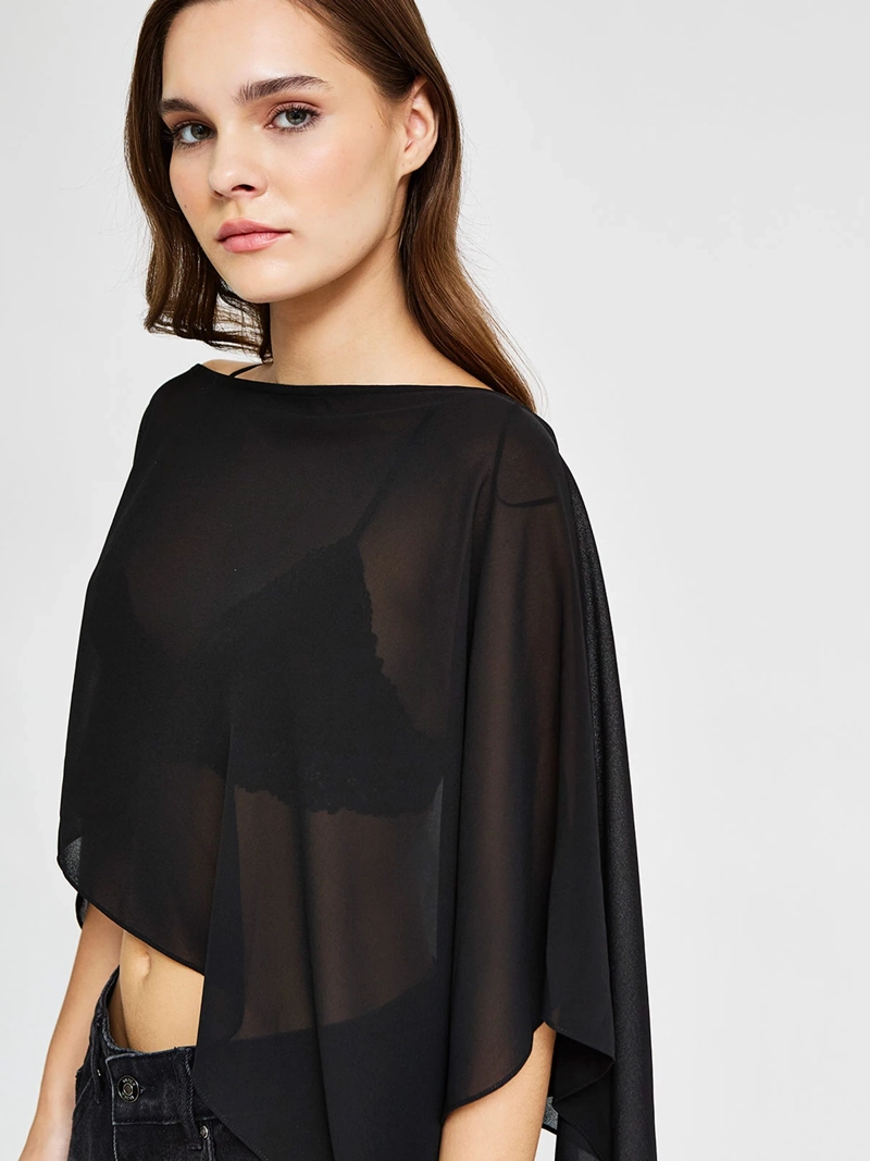 BLUSA MUJER INDEX SIN MANGAS ASIMÉTRICO TIPO CAPA - 3