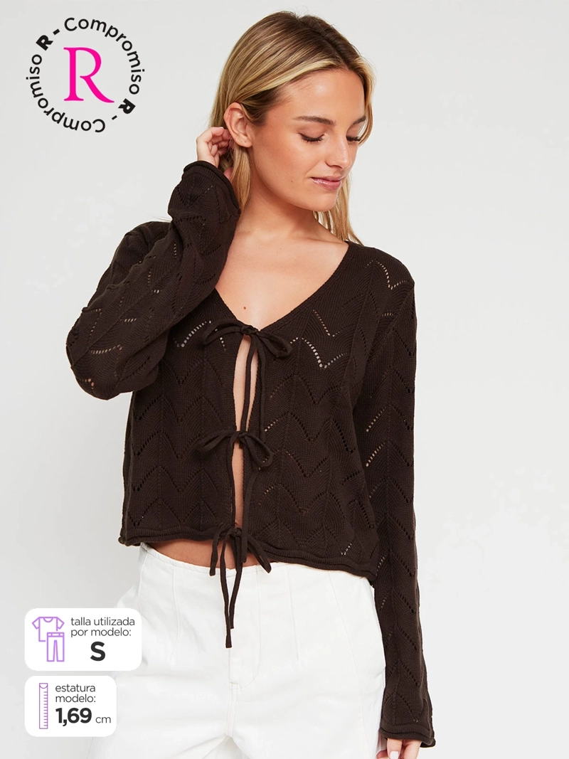 SWEATER MUJER BARBADOS ALGODÓN MANGA LARGA PUNTO DESAGUJADO - 1