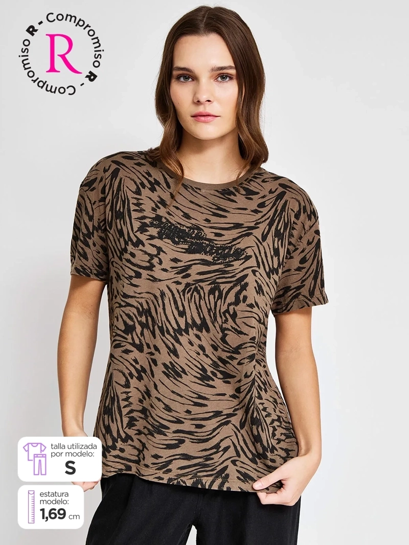 POLERA MUJER BARBADOS ALGODÓN MANGA CORTA GRÁFICA