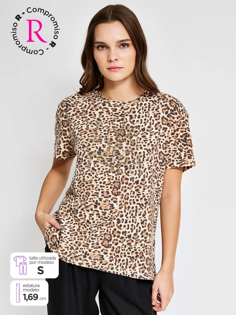 POLERA MUJER BARBADOS ALGODÓN MANGA CORTA GRÁFICA
