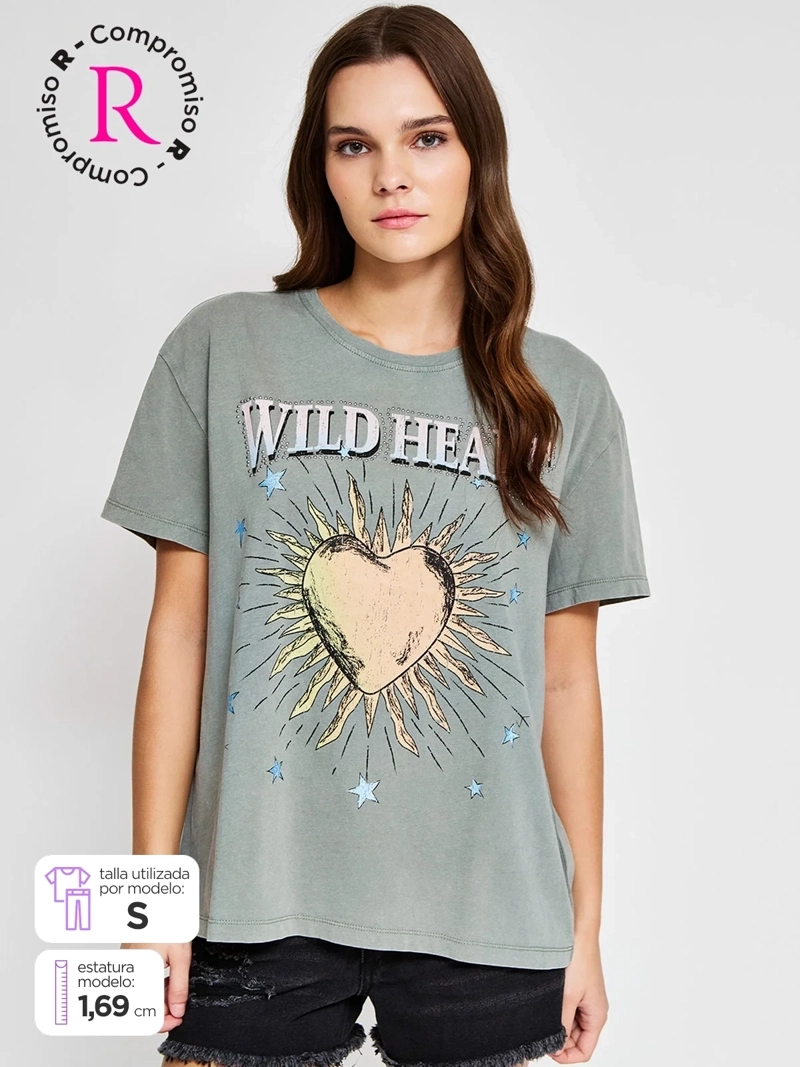 POLERA MUJER BARBADOS ALGODÓN MANGA CORTA GRÁFICA - 1
