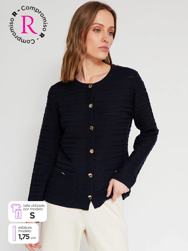 CARDIGAN MUJER CACHAREL MANGA LARGA BOTONES