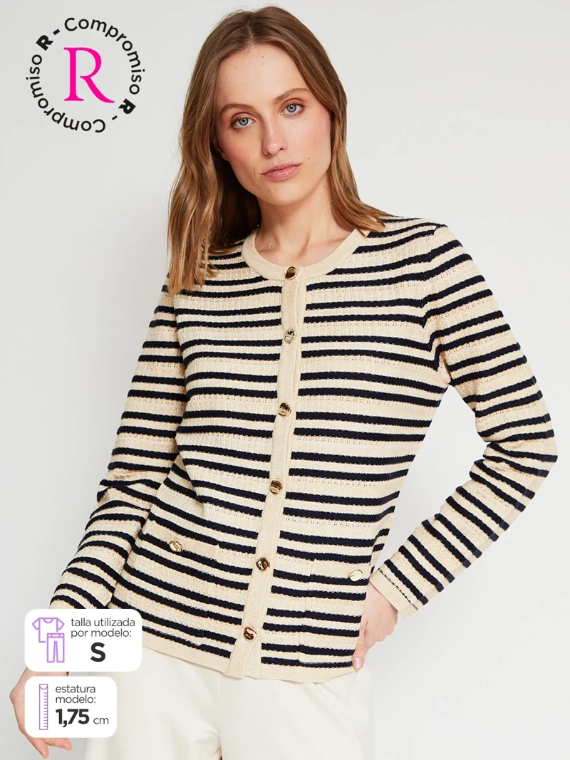 CARDIGAN MUJER CACHAREL MANGA LARGA BOTONES