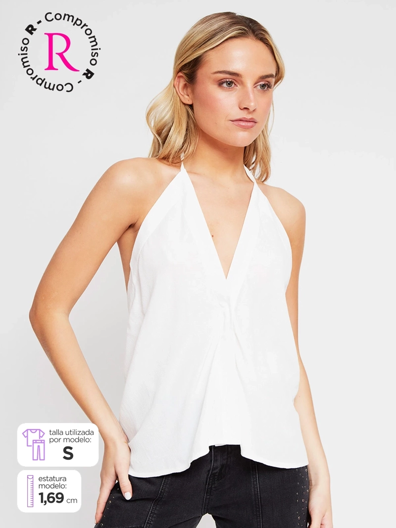 BLUSA MUJER BARBADOS SIN MANGAS ABERTURA Y HALTER - 1
