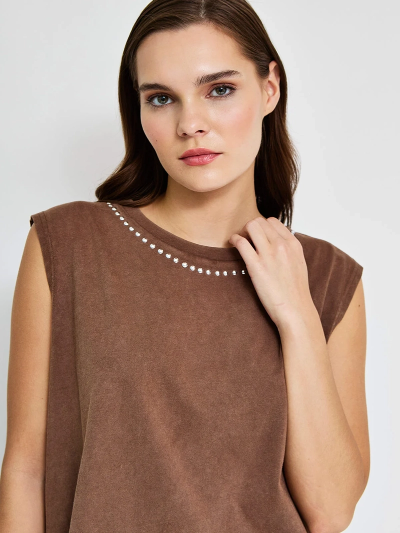 POLERA MUJER BARBADOS ALGODÓN SIN MANGAS TACHAS - 3