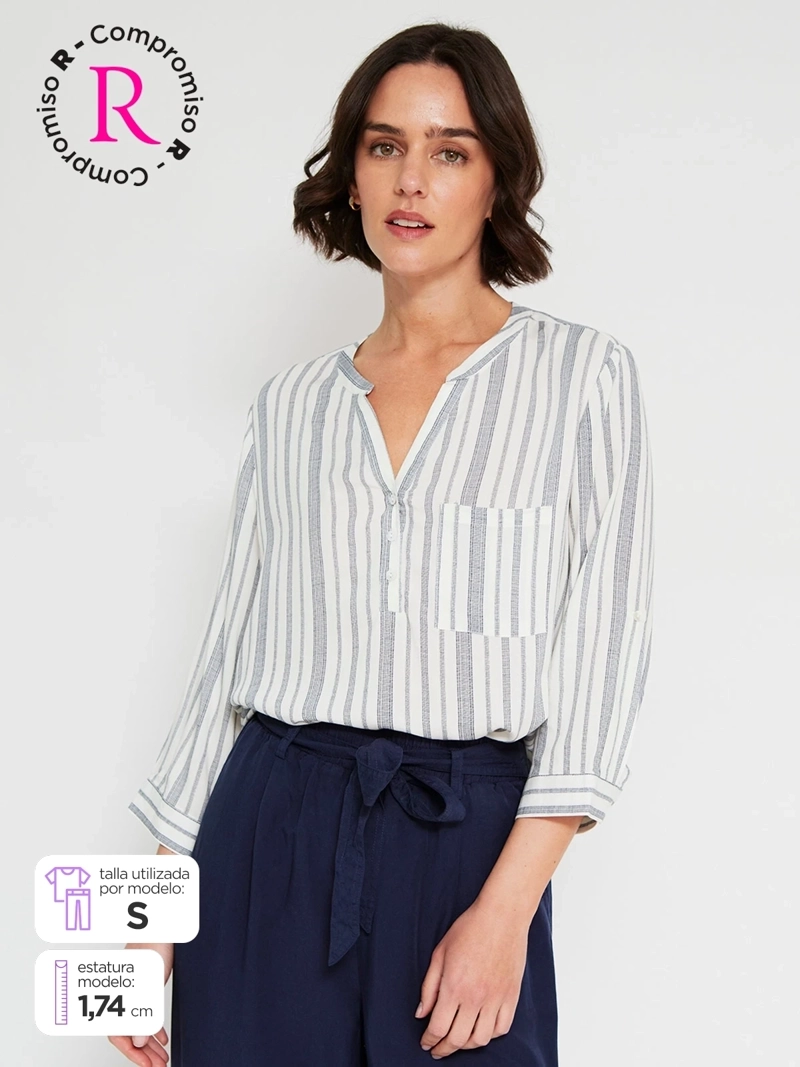 BLUSA MUJER AZIZ MANGA 3/4 ESTAMPADA MAO
