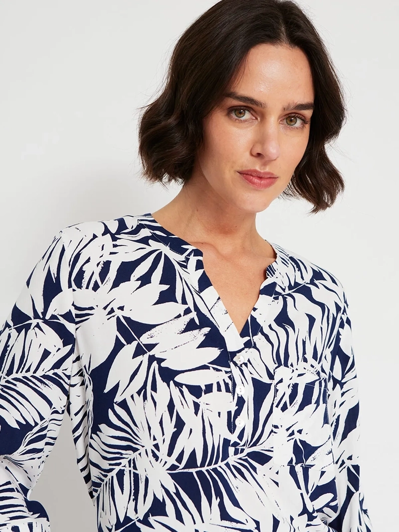 BLUSA MUJER AZIZ MANGA 3/4 ESTAMPADA MAO - 3