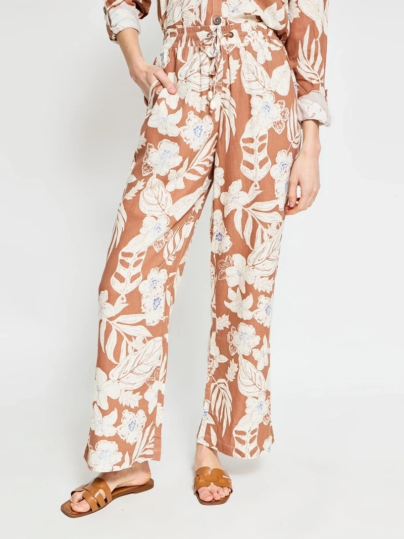 PANTALÓN MUJER AZIZ LINO REGULAR PRINT - 2