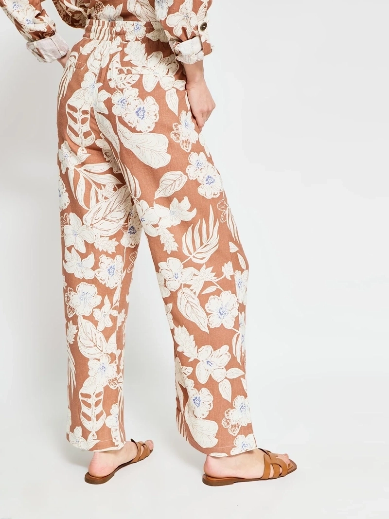 PANTALÓN MUJER AZIZ LINO REGULAR PRINT - 3