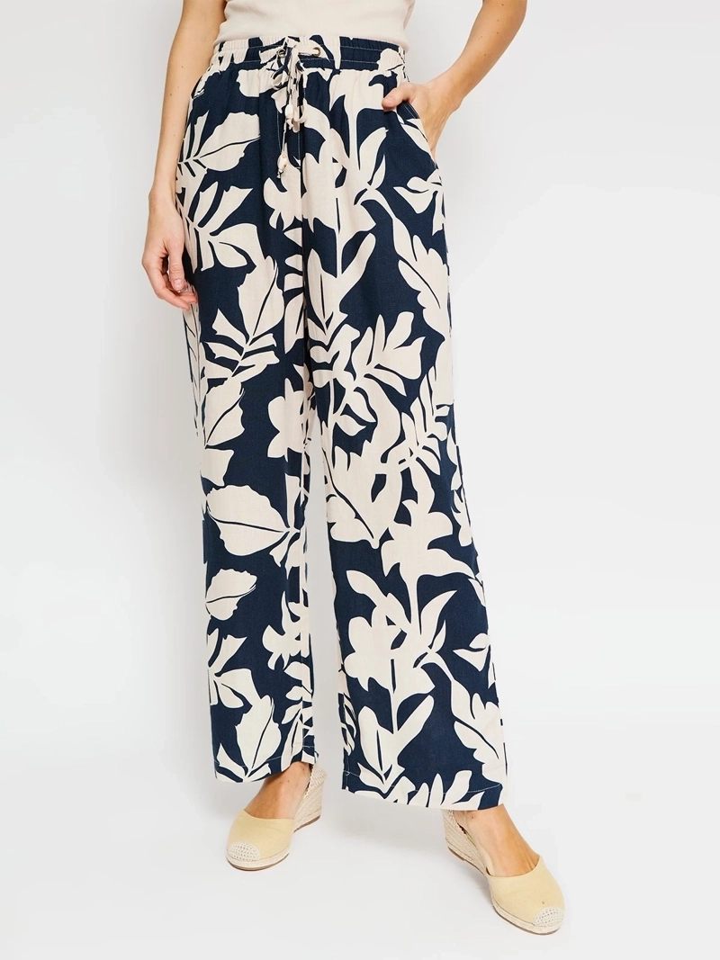 PANTALÓN MUJER AZIZ LINO REGULAR PRINT - 2