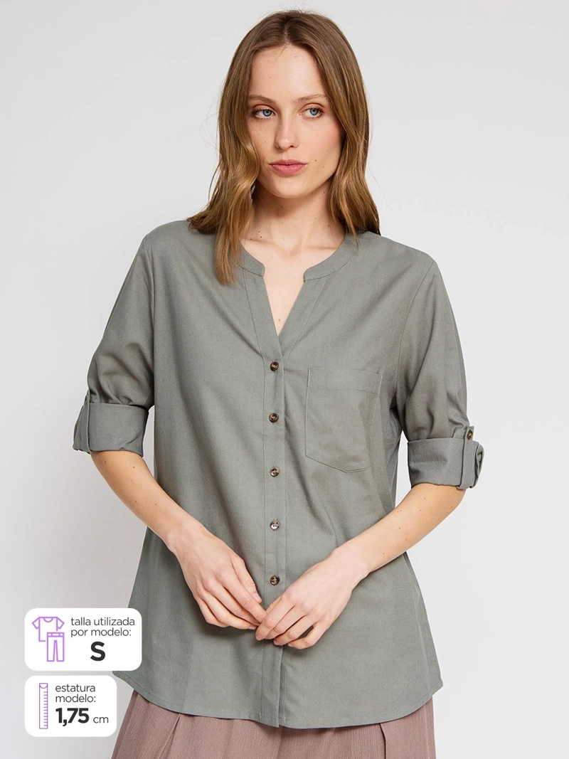 BLUSA MUJER AZIZ LINO MANGA 3/4