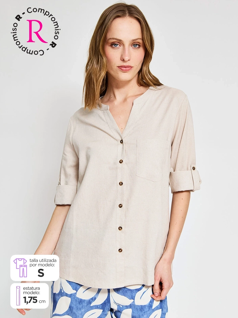 BLUSA MUJER AZIZ LINO MANGA 3/4