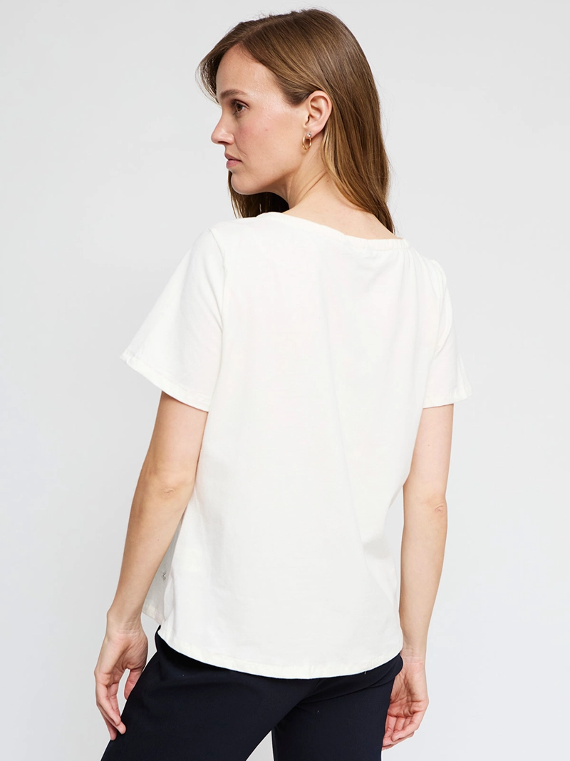 POLERA MUJER CACHAREL ALGODÓN MANGA CORTA BOTONES - 2