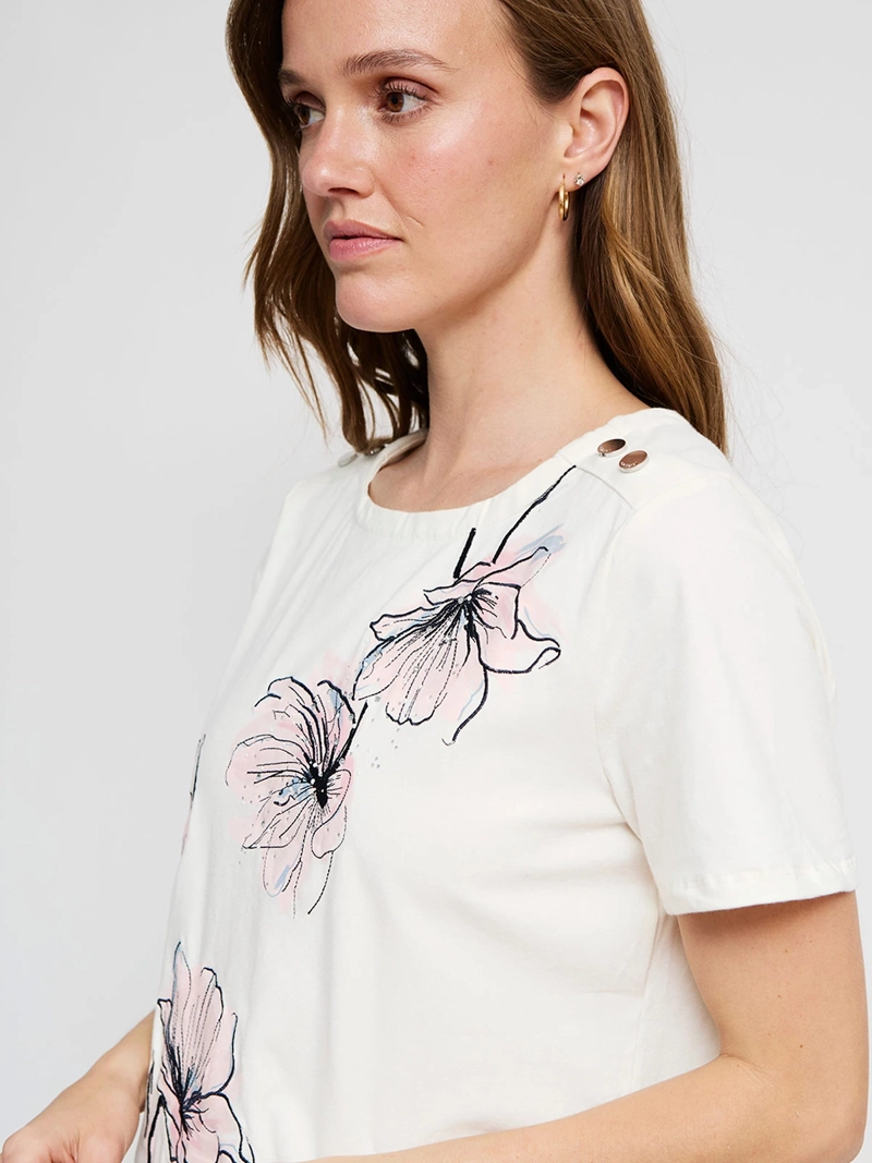 POLERA MUJER CACHAREL ALGODÓN MANGA CORTA BOTONES - 3