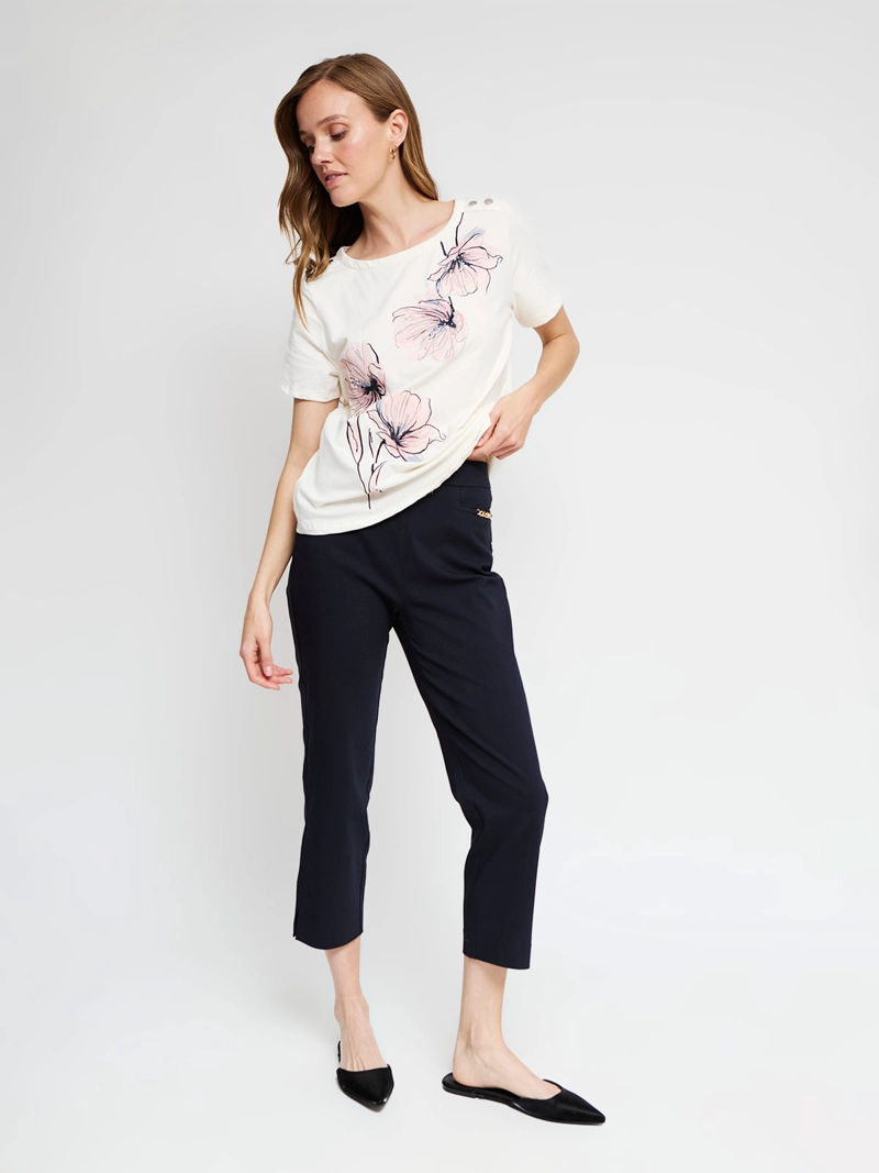 POLERA MUJER CACHAREL ALGODÓN MANGA CORTA BOTONES - 4