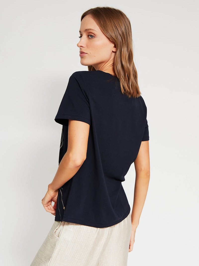 POLERA MUJER CACHAREL ALGODÓN MANGA CORTA BOTONES - 2