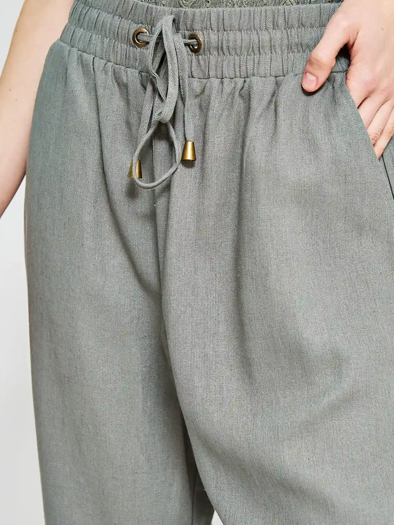 PANTALÓN MUJER AZIZ LINO CAPRI - 4