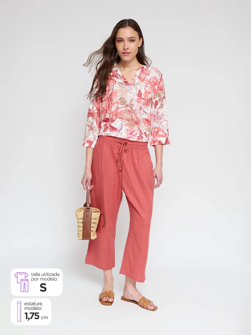 PANTALÓN MUJER AZIZ LINO CAPRI