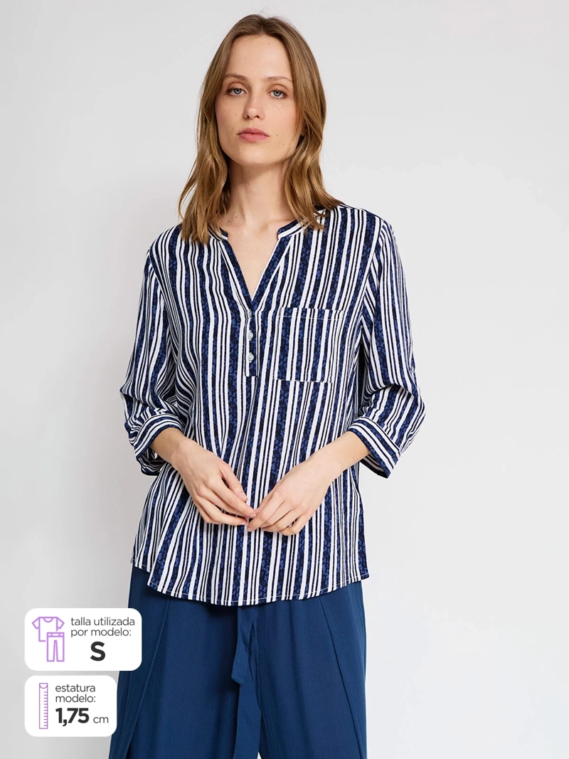 BLUSA MUJER AZIZ MANGA 3/4 ESTAMPADA