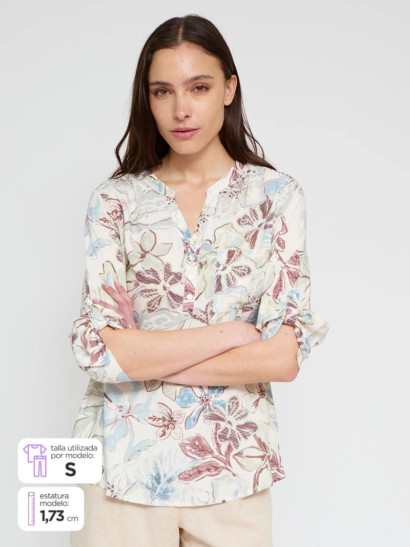 BLUSA MUJER AZIZ MANGA 3/4 ESTAMPADA
